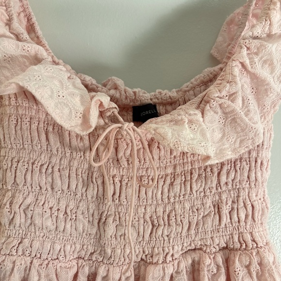 MAJORELLE Revolve Nelvin Mini Eyelet Ruffle Dress in Baby Pink Size Small - Picture 5 of 9